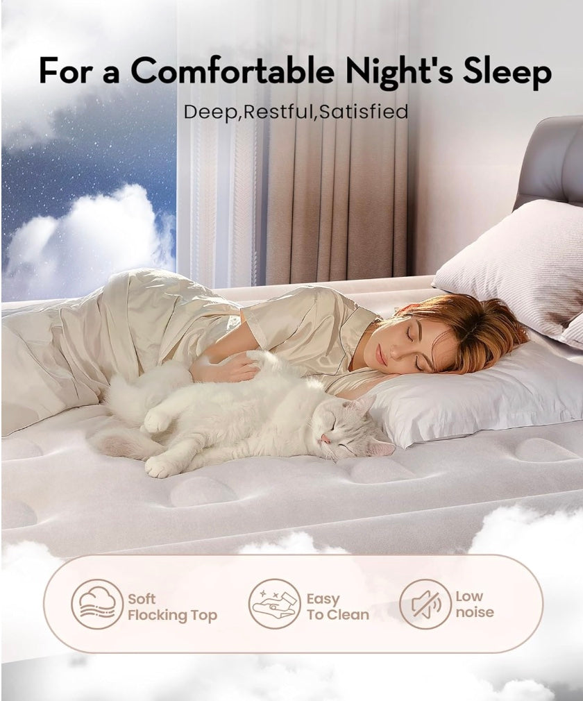 Luxury Inflatable Air Mattress with Built-In Electric Pump Comfortable & Space-Saving Bed