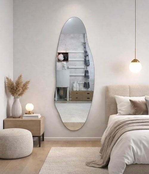 Organic Shape Full-Length Wall Mirror Modern Decorative Statement Mirror