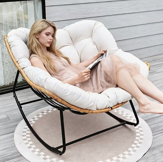Luxury Padded Rocking Chair for Indoor & Outdoor Ultra Comfortable Relax Chair
