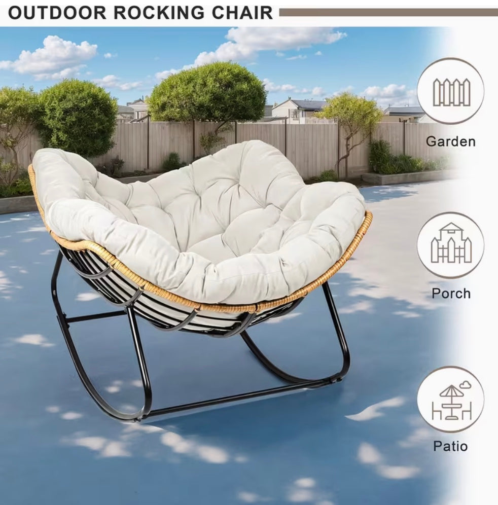 Luxury Padded Rocking Chair for Indoor & Outdoor Ultra Comfortable Relax Chair
