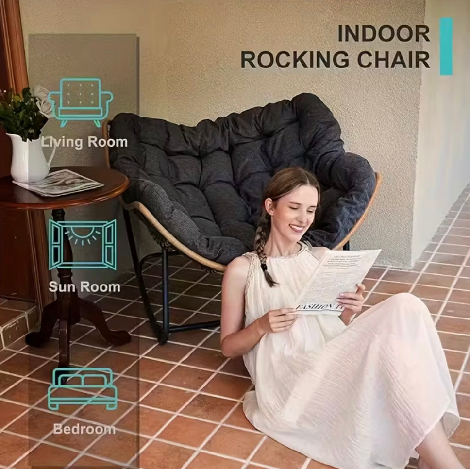 Luxury Padded Rocking Chair for Indoor & Outdoor Ultra Comfortable Relax Chair